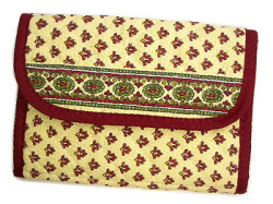 Provencal fabric wallet (Lourmarin. beige × bordeaux)